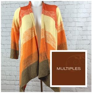 Multiples Striped Wrap Cardigan Sweater